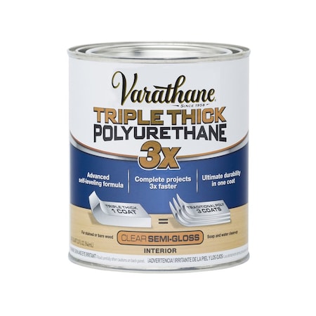Krud Kutter Varathane Transparent Semi-Gloss Clear Water-Based Acrylic Triple Thick Polyurethane 1 qt 284472